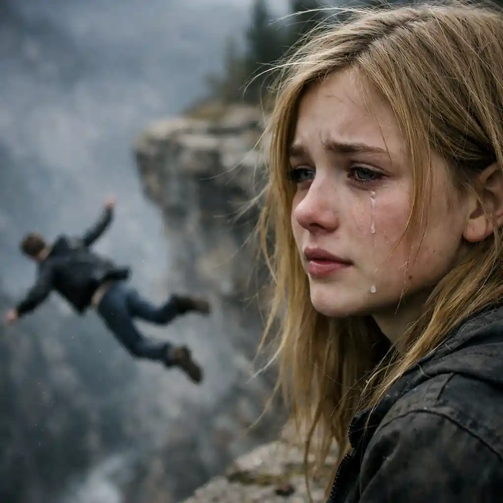 Teenage girl crying as she watches her love fall