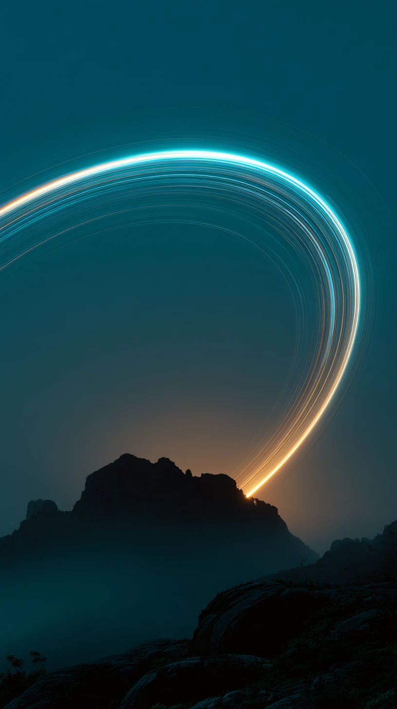 Arco Celestial Luminoso Sobre Cordilheira Escura