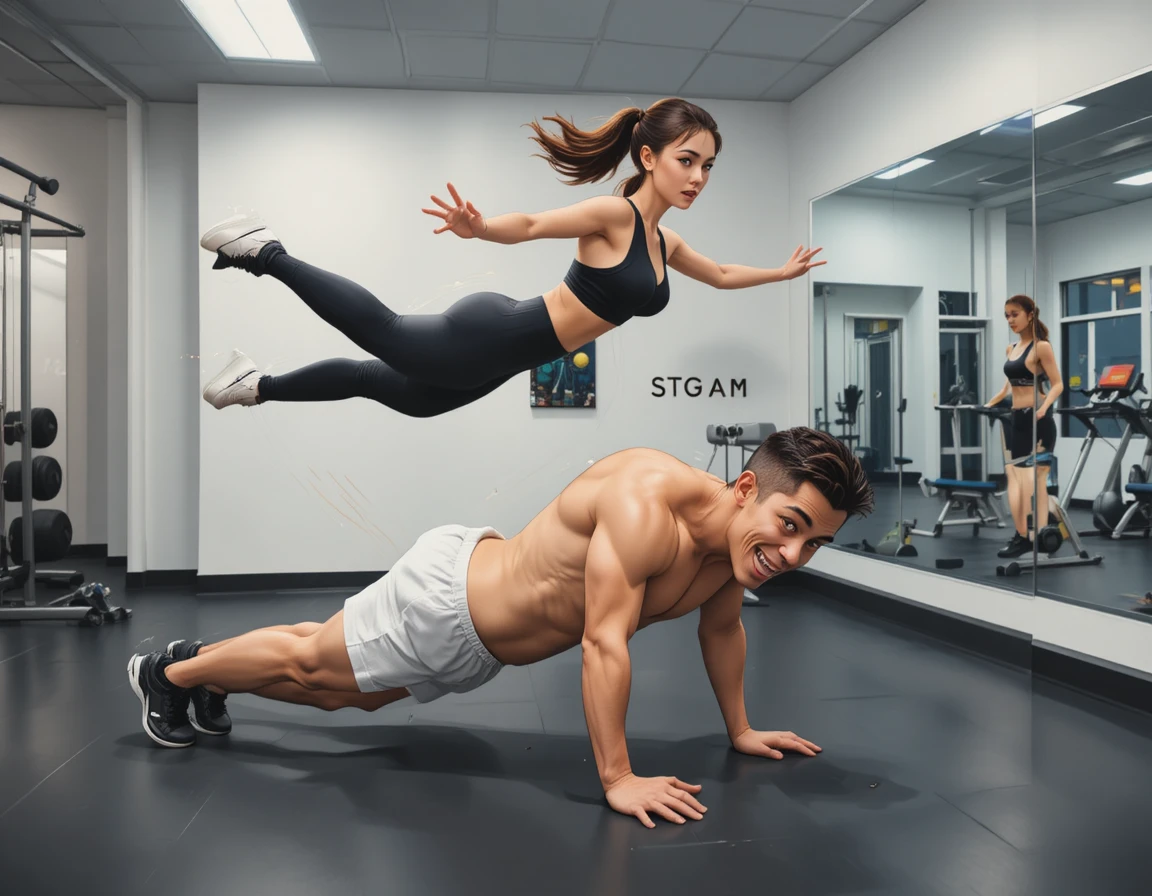 Atletas entrenando con burpees en un gimnasio moderno interior