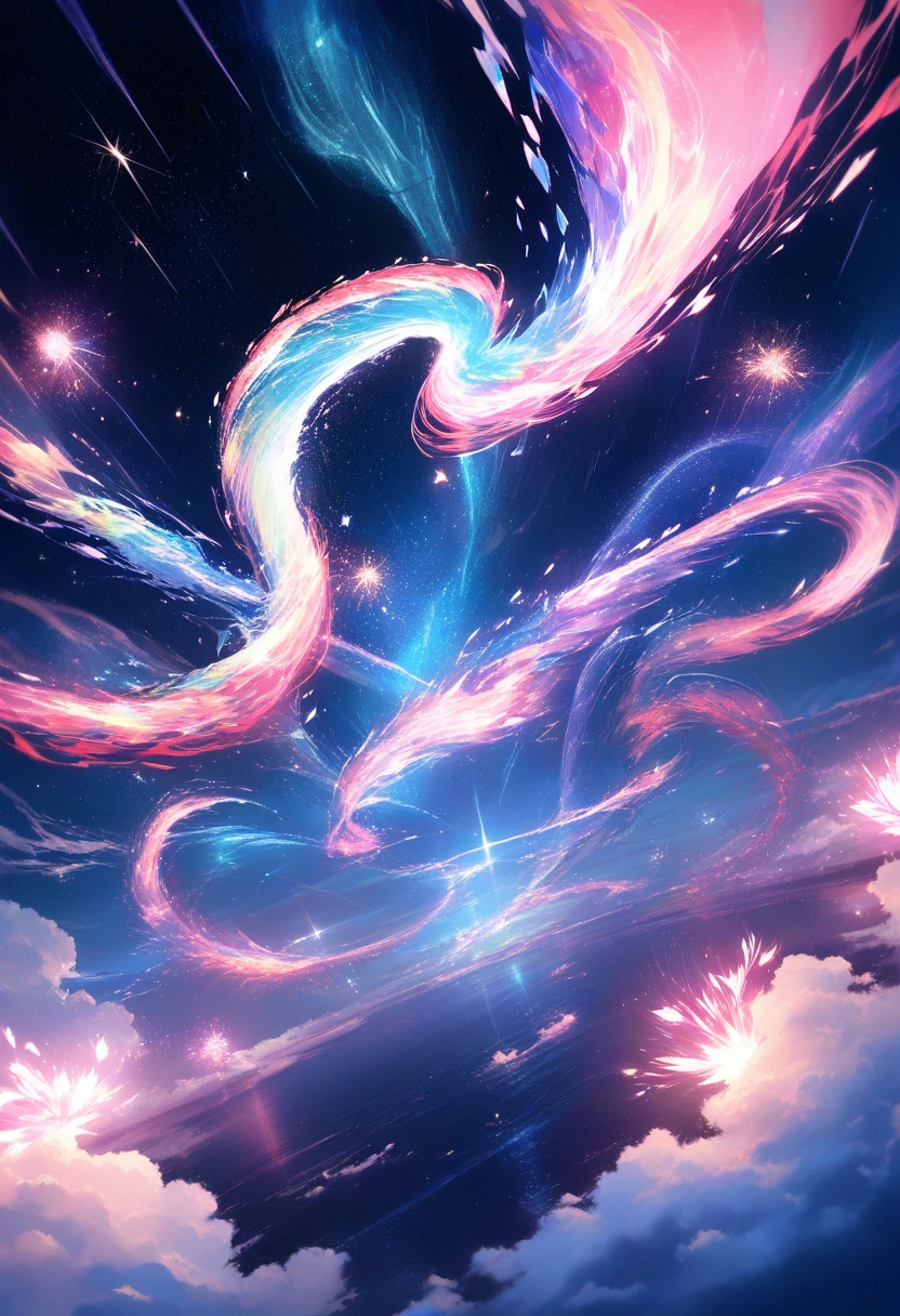 Majestic Chinese dragon flying across surreal starry sky