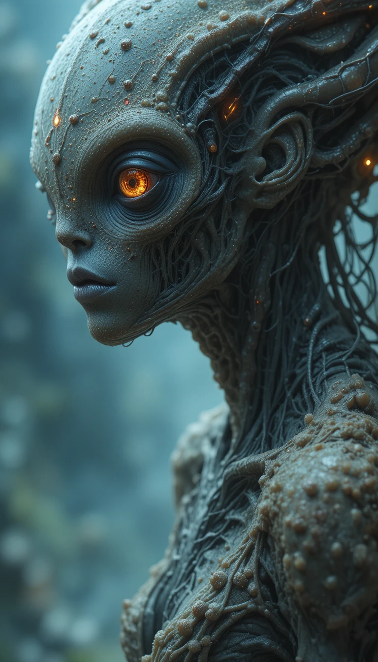 Créature Alien Surréaliste dans une Scène Cinématographique Onirique