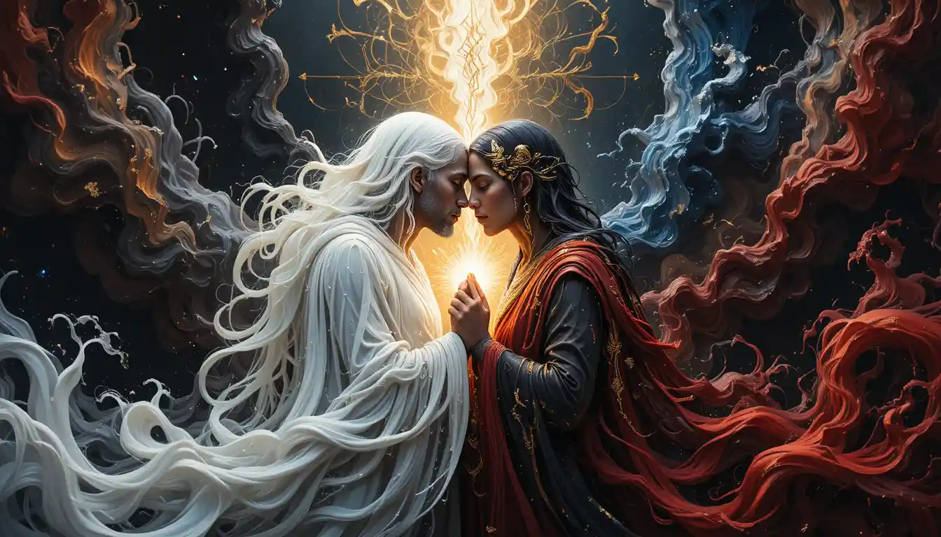 Abstract vision of faith unity hope and love in contrast