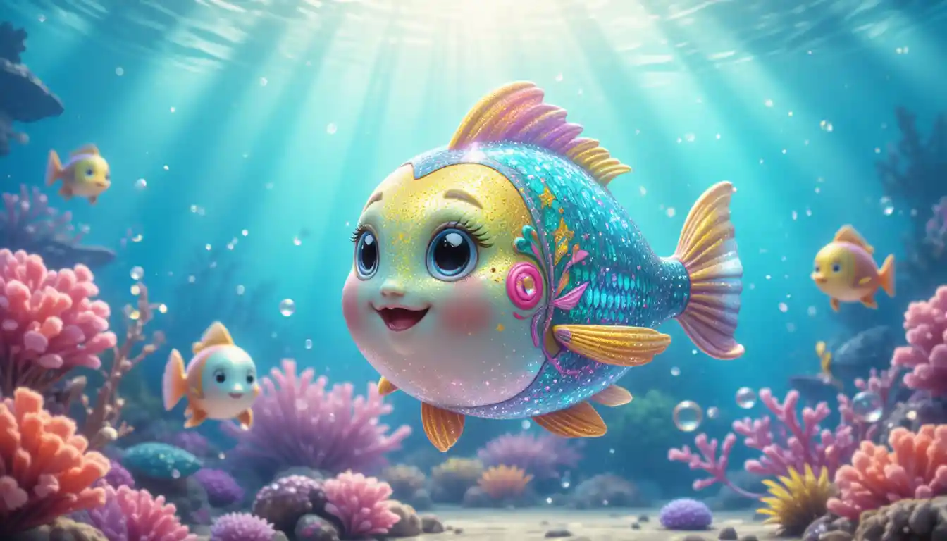 Peces coloridos en 3D en un mundo submarino mágico