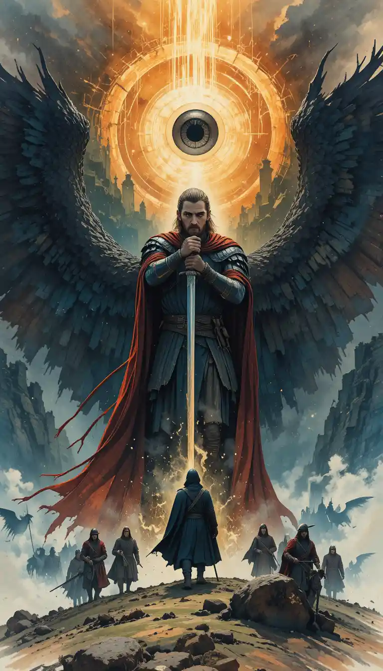 Illustration graphique d’un seigneur des ténèbres sur un champ de bataille fantastique
