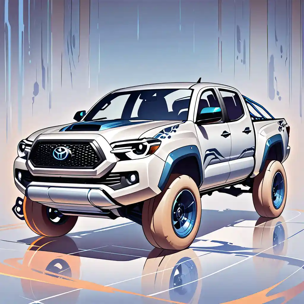 多彩霓虹風格的 Toyota Tacoma 卡車插畫