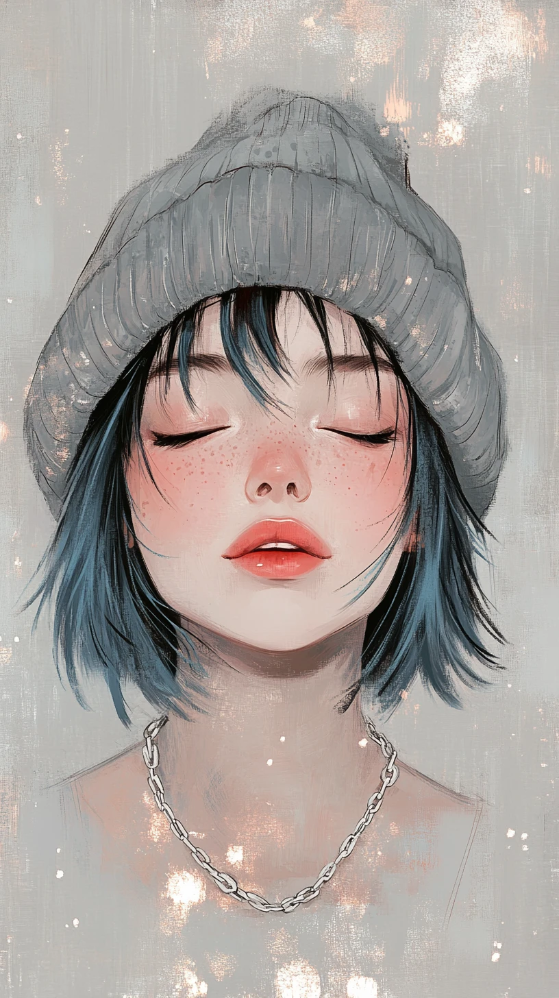 Young girl in beanie bathed in warm radiant light