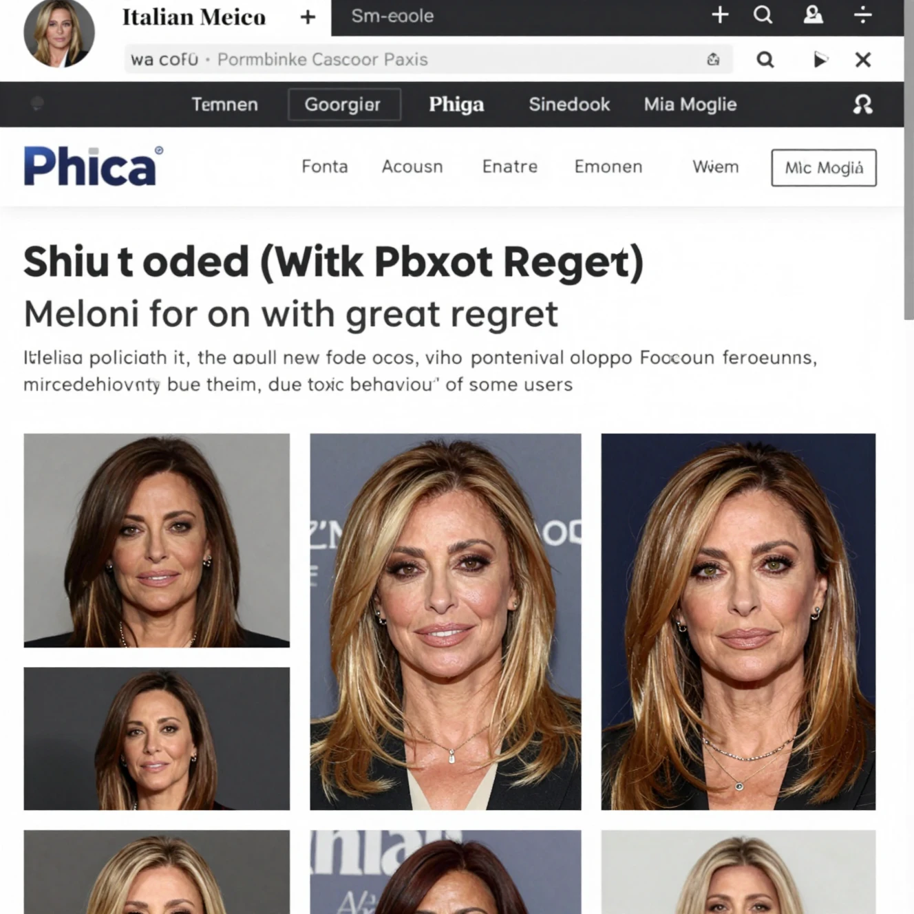Sito web italiano con immagini ritoccate di donne famose