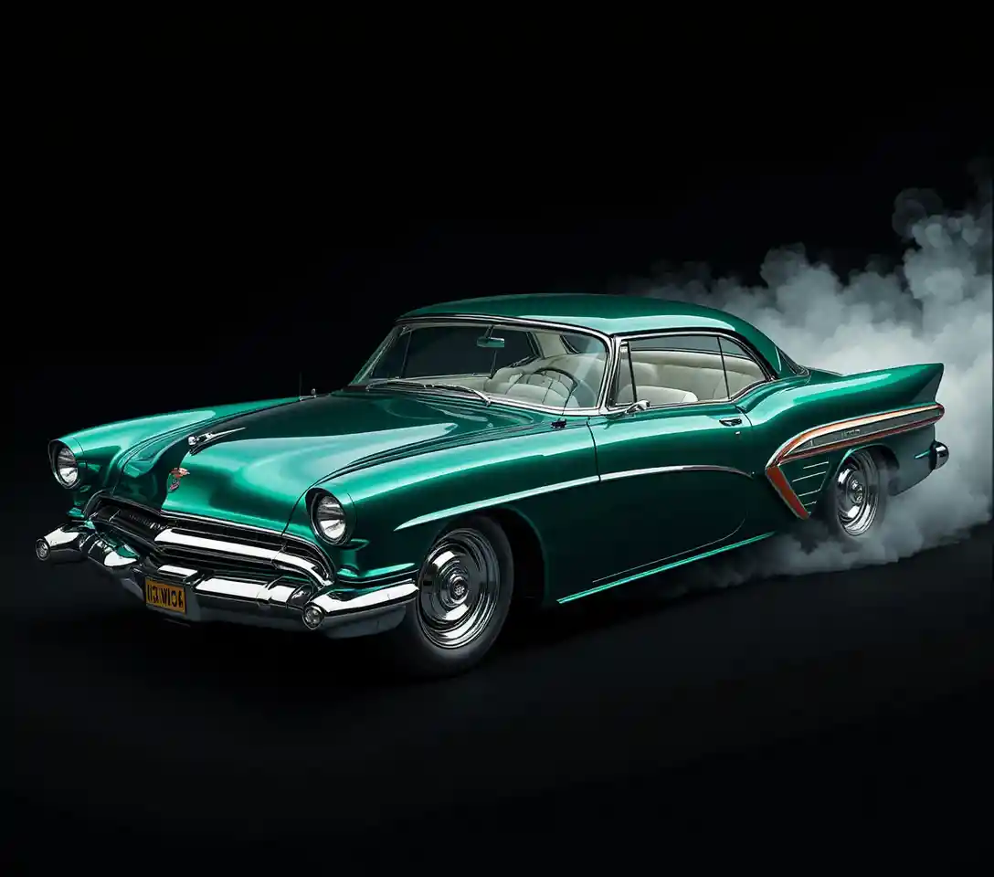 Carro-conceito retrô estilo Mercury 1955 em verde esmeralda