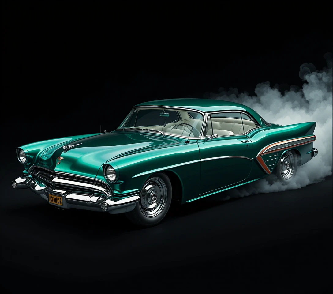 Carro-conceito retrô estilo Mercury 1955 em verde esmeralda