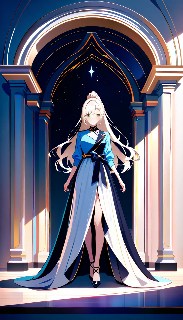 Confident anime woman standing outdoors in bright sunlight
