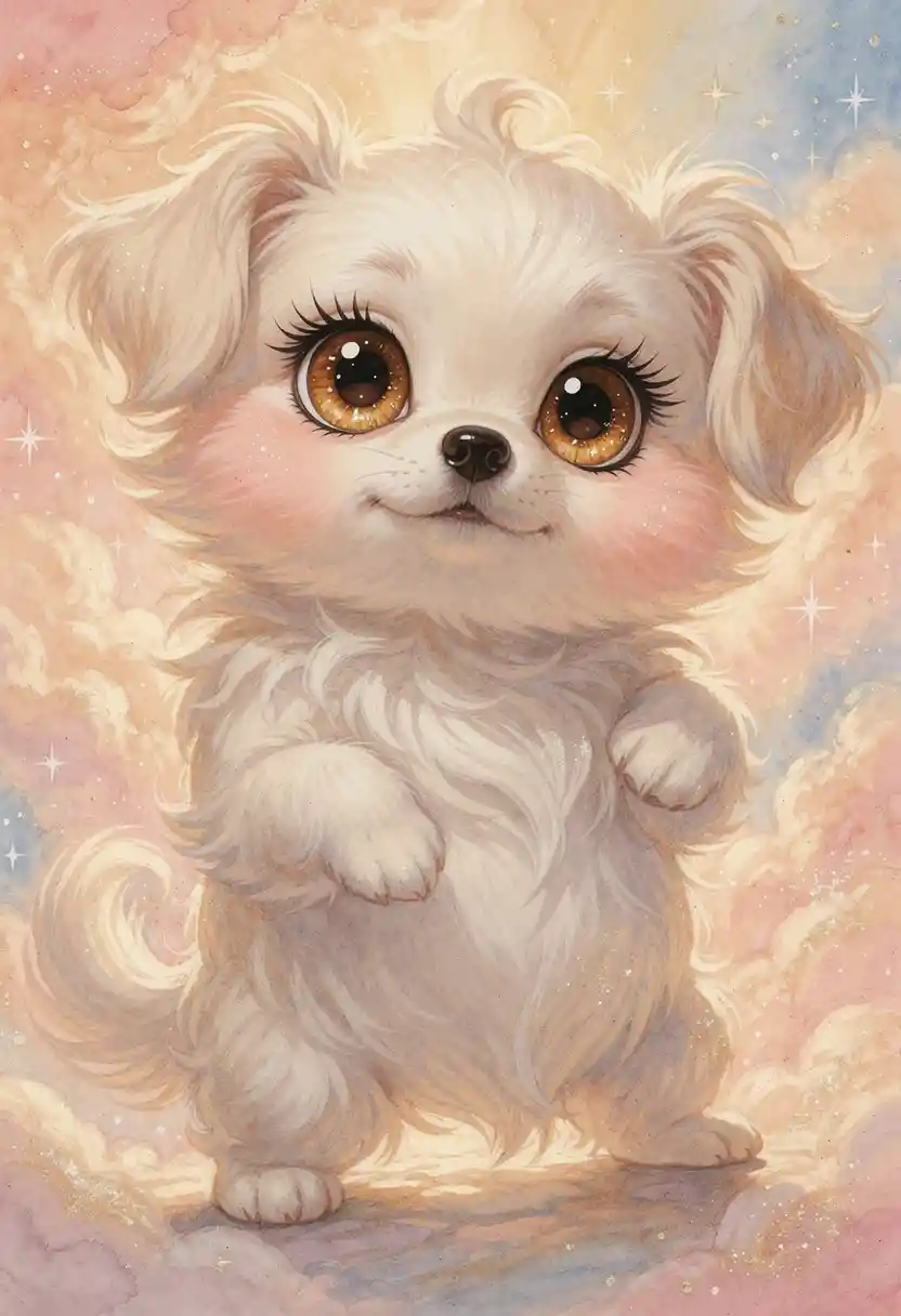 Cucciolo soffice e adorabile con grandi occhi scintillanti