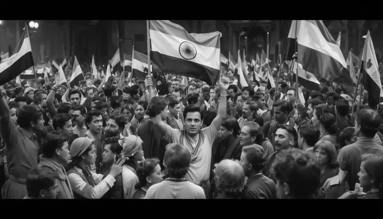 Folle che Celebrano l’Indipendenza in una Storica Via Cittadina