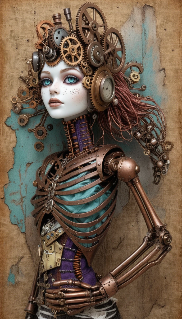 Steampunk-Gothic-Ragdoll-Frau im Profil