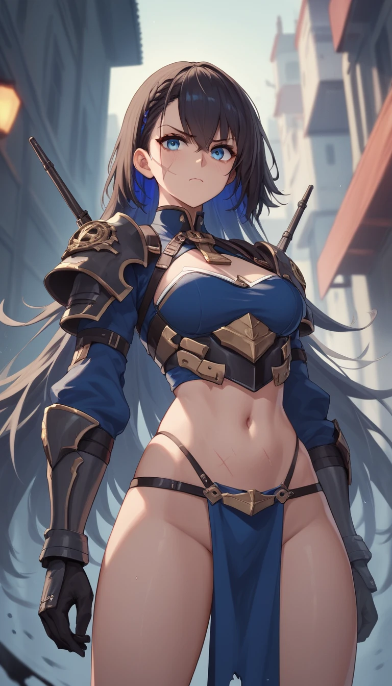 在公共場合穿著短版軍裝的反叛系動漫女子