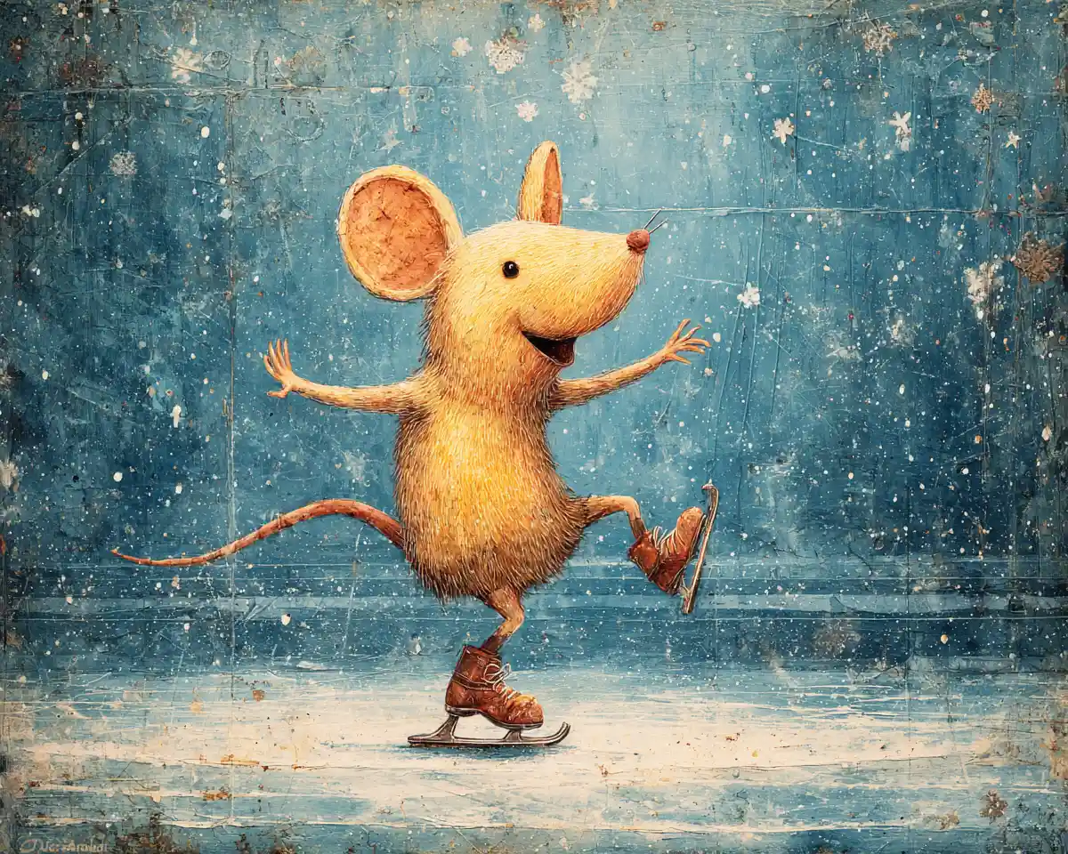 Rata Fêmea Rindo Patinando Artístico em Pista Olímpica