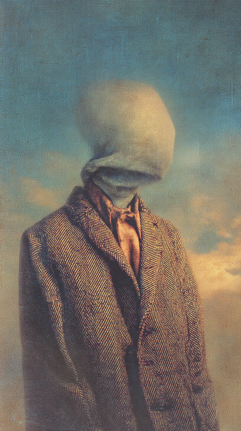 Surreal abstract figure in a minimal textured dreamscape