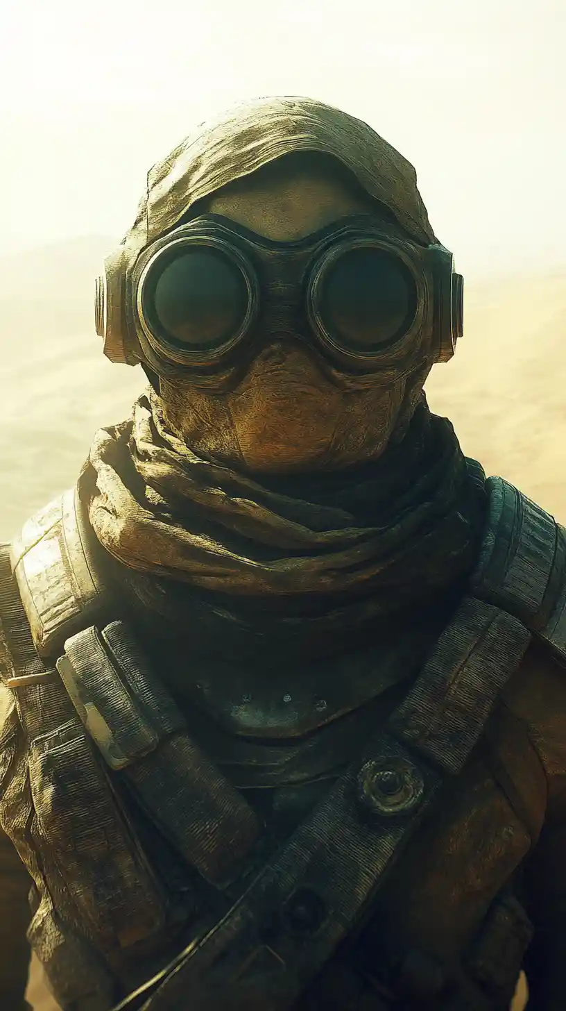 Viajante futurista do deserto em uma cidade alienígena surreal