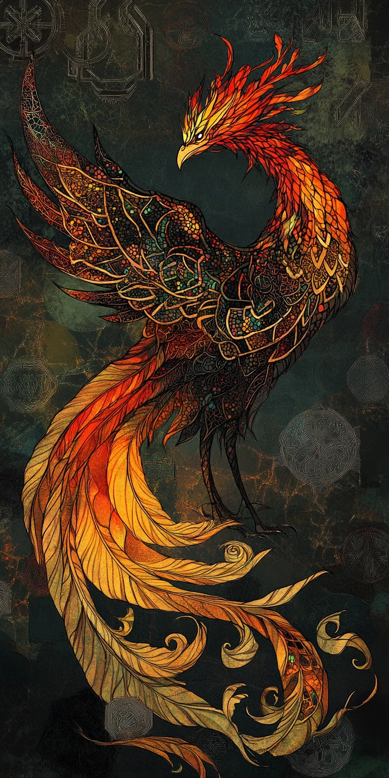 Phénix gothique de renaissance au plumage de braises lumineuses