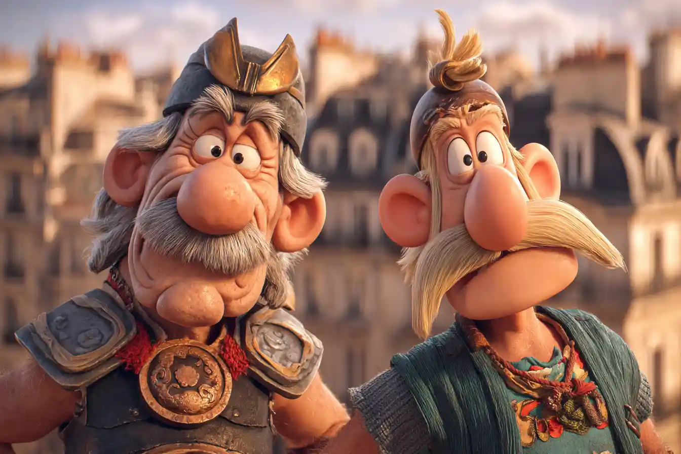 Héros de dessin animé en voyage de la Gaule à la Rome antique
