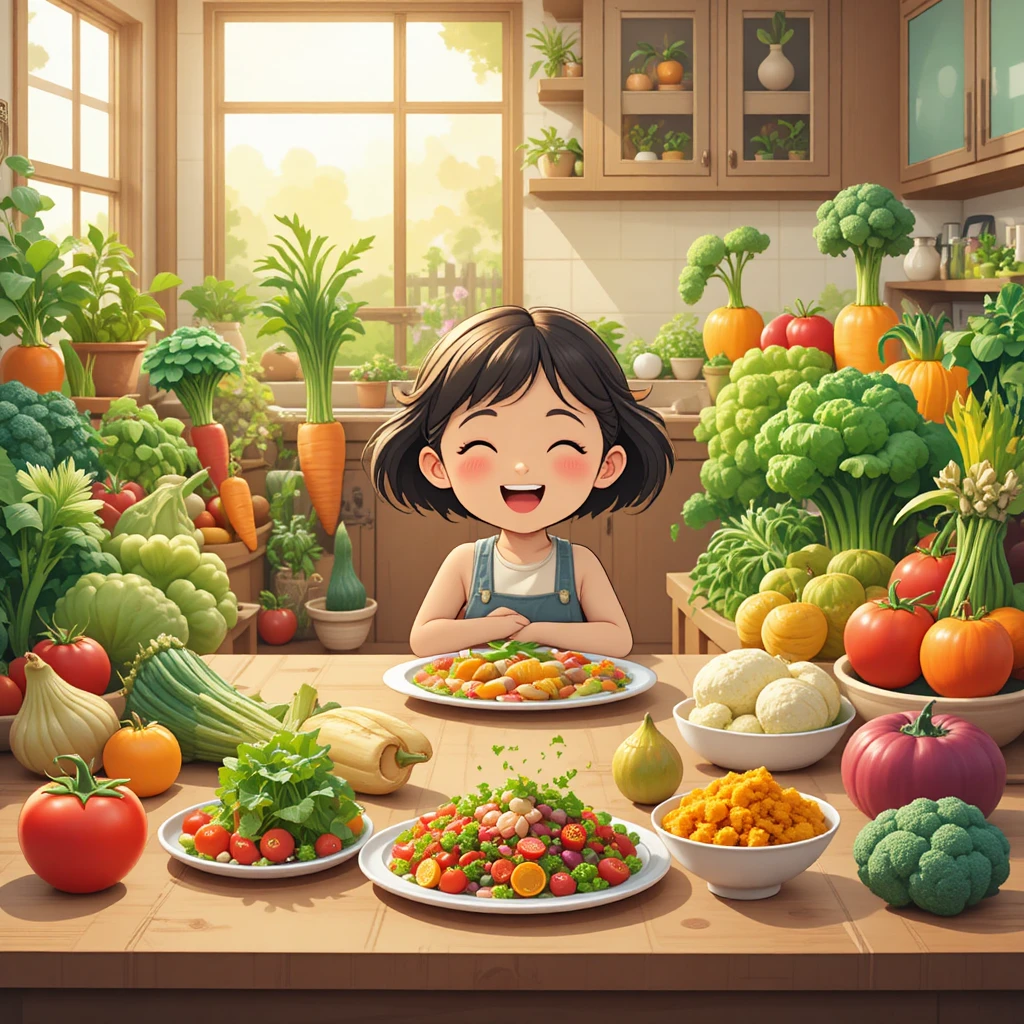 Divertidas verduras de caricatura sonriendo en un huerto soleado