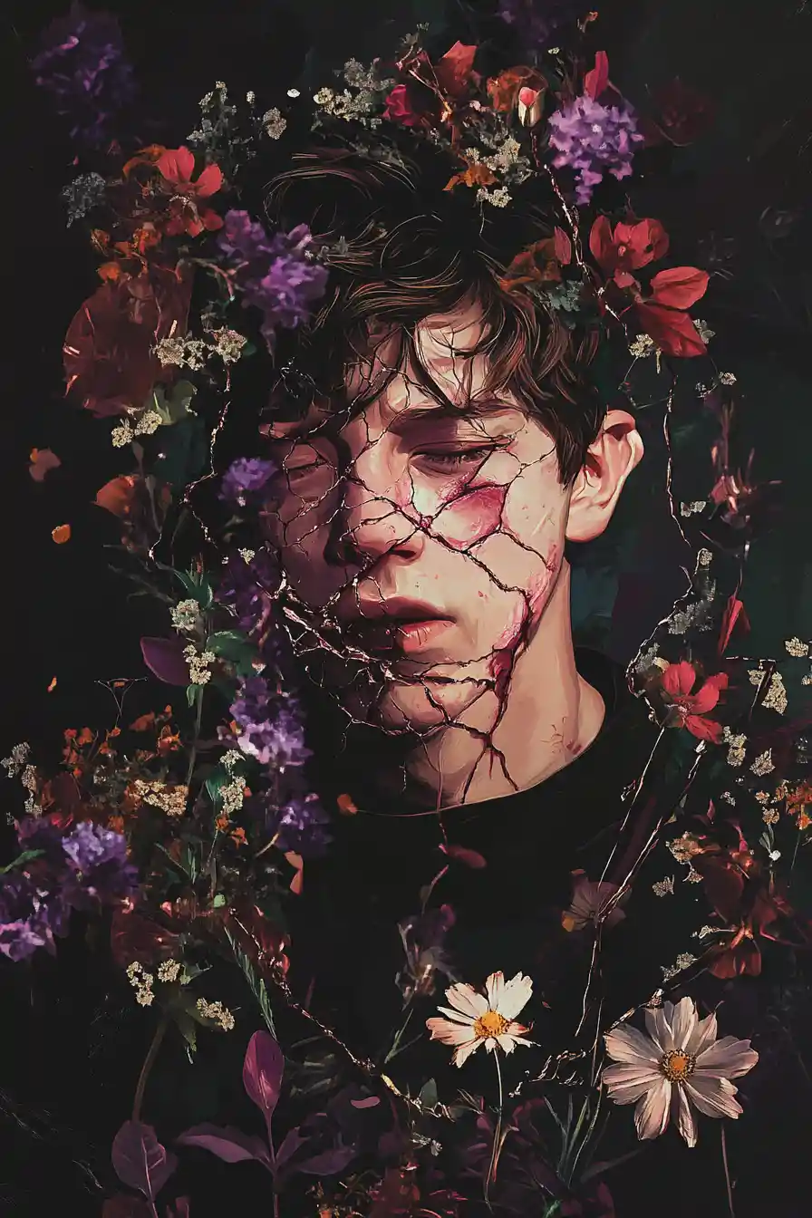Dark abstract illustration of brokenness and chosen imperfection