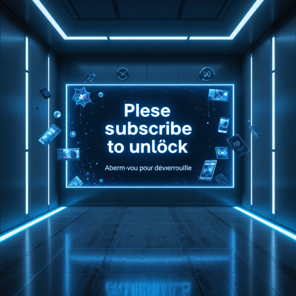 Futuristischer holografischer Abo‑Screen in dunklem Cyberpunk‑Raum