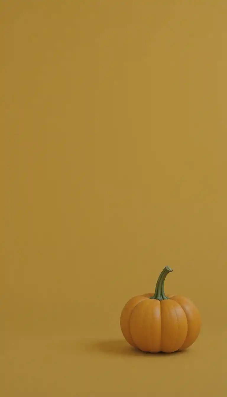 Abóbora solitária em fundo minimalista laranja vibrante