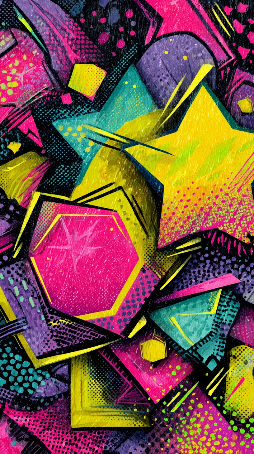 Astratto geometrico ottagonale pastello con accenti giallo neon