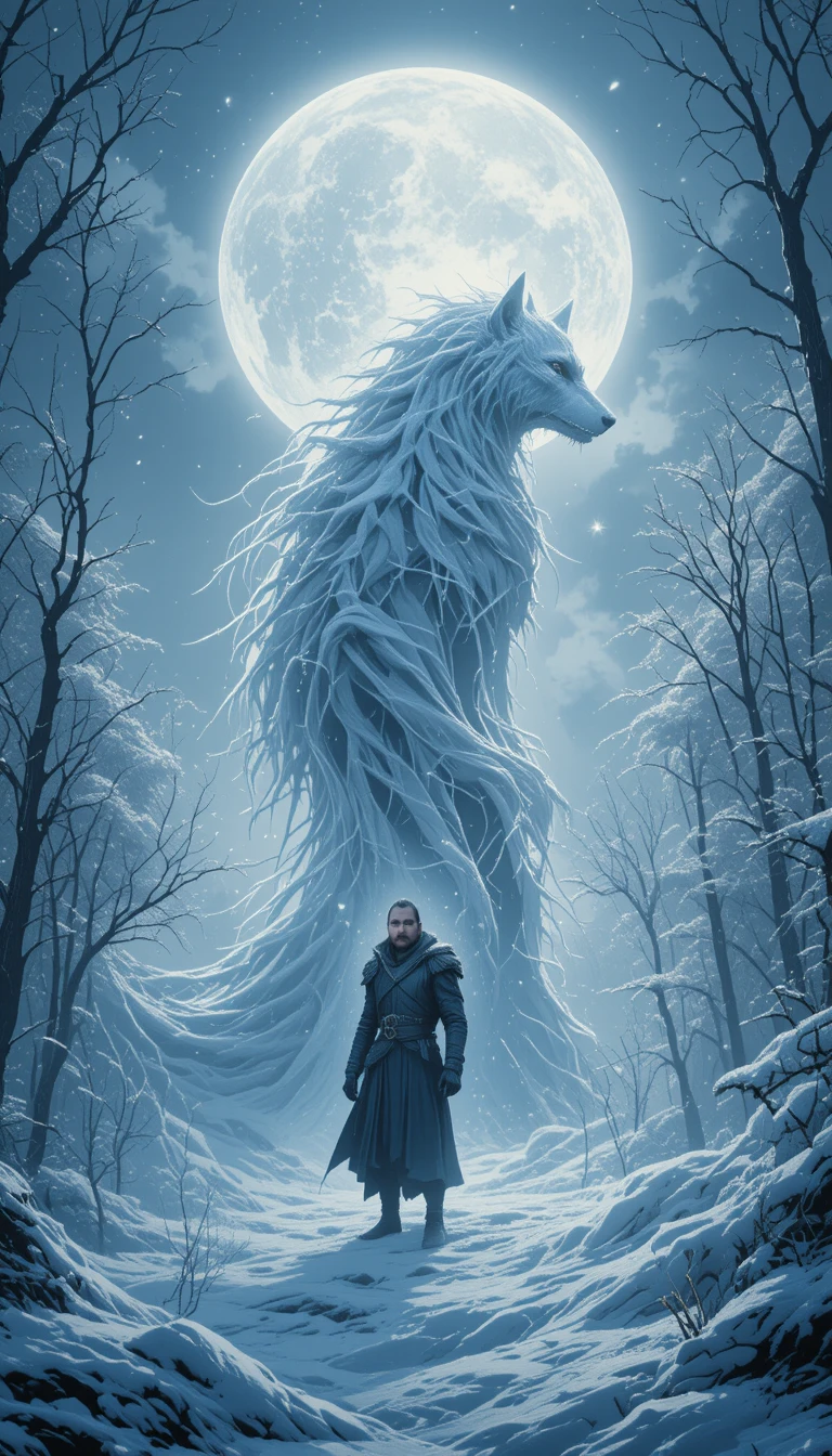 Ladino meio-elfo se transformando em lobo ao luar