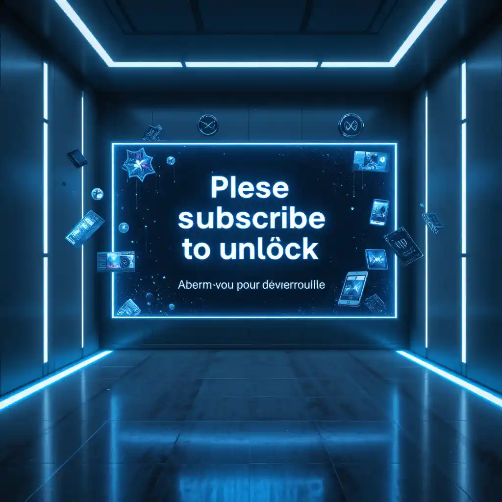 Futuristischer holografischer Abo‑Screen in dunklem Cyberpunk‑Raum