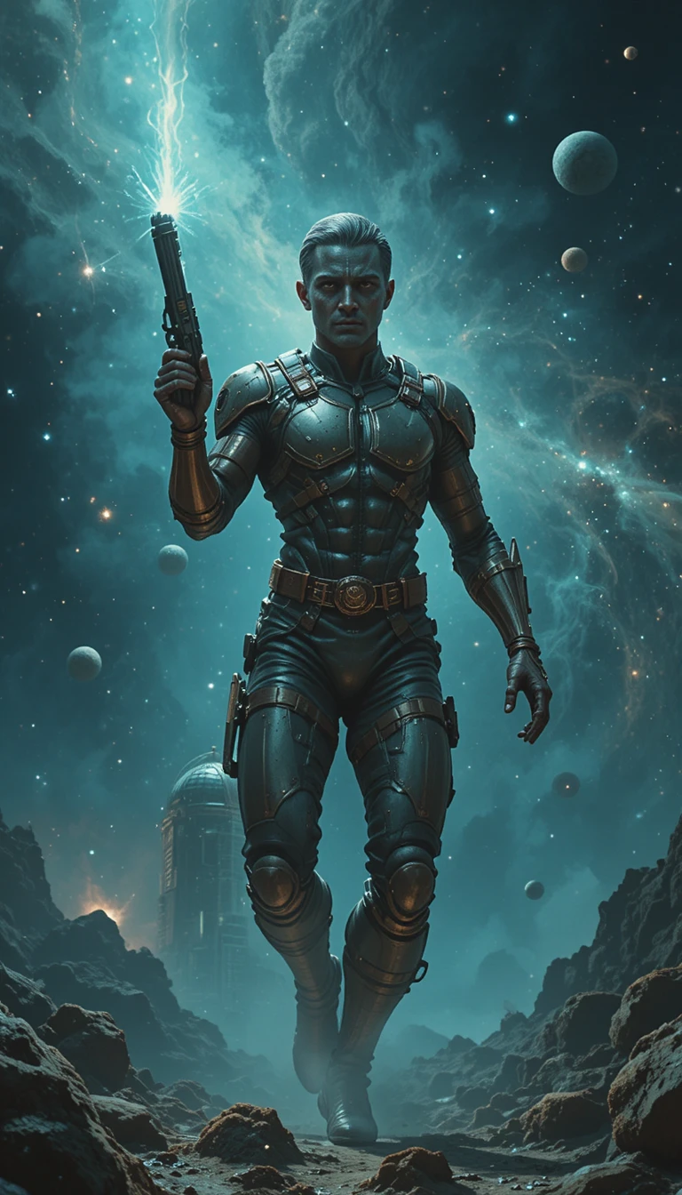 Black space adventurer awakening inside futuristic starship