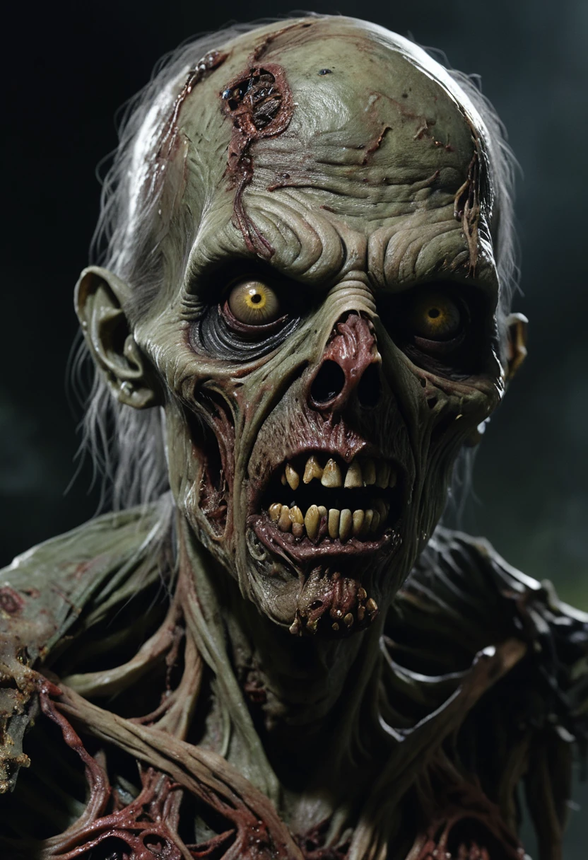 Grotesker verwesender Zombie im hyperrealistischen Horrorstil