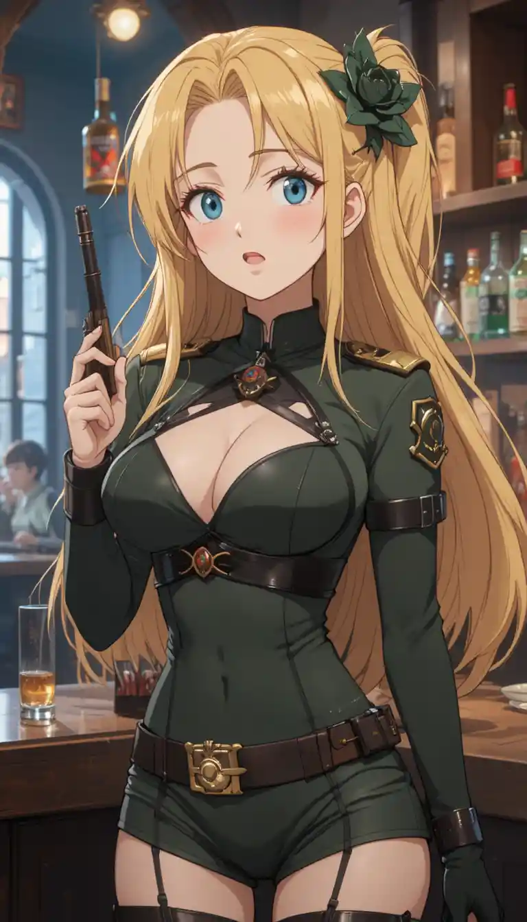 Cazarrecompensas de anime conoce a un desconocido en un bar