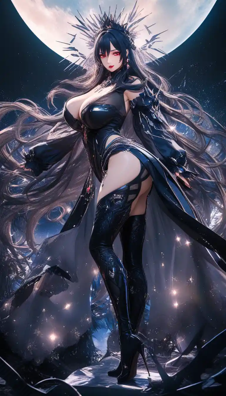 Goddess of the night in glowing starlight robes