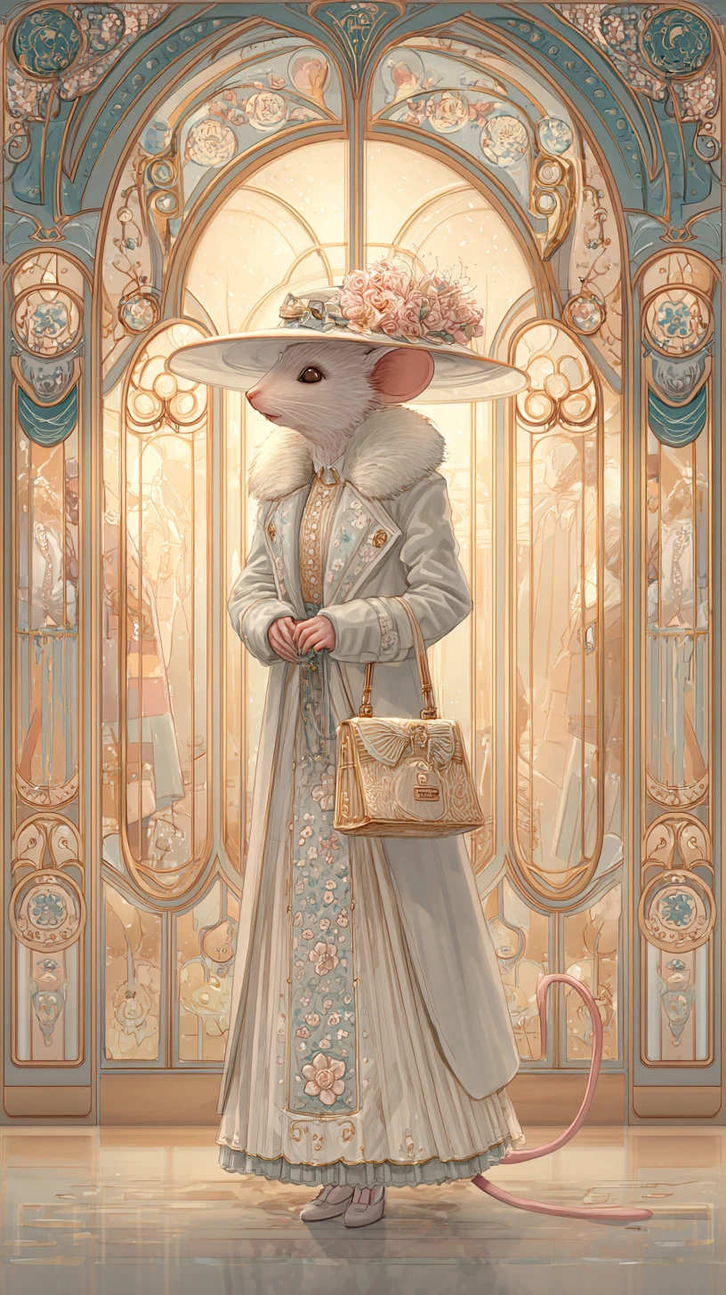Elegant gekleidete Maus in einer schicken Modeboutique