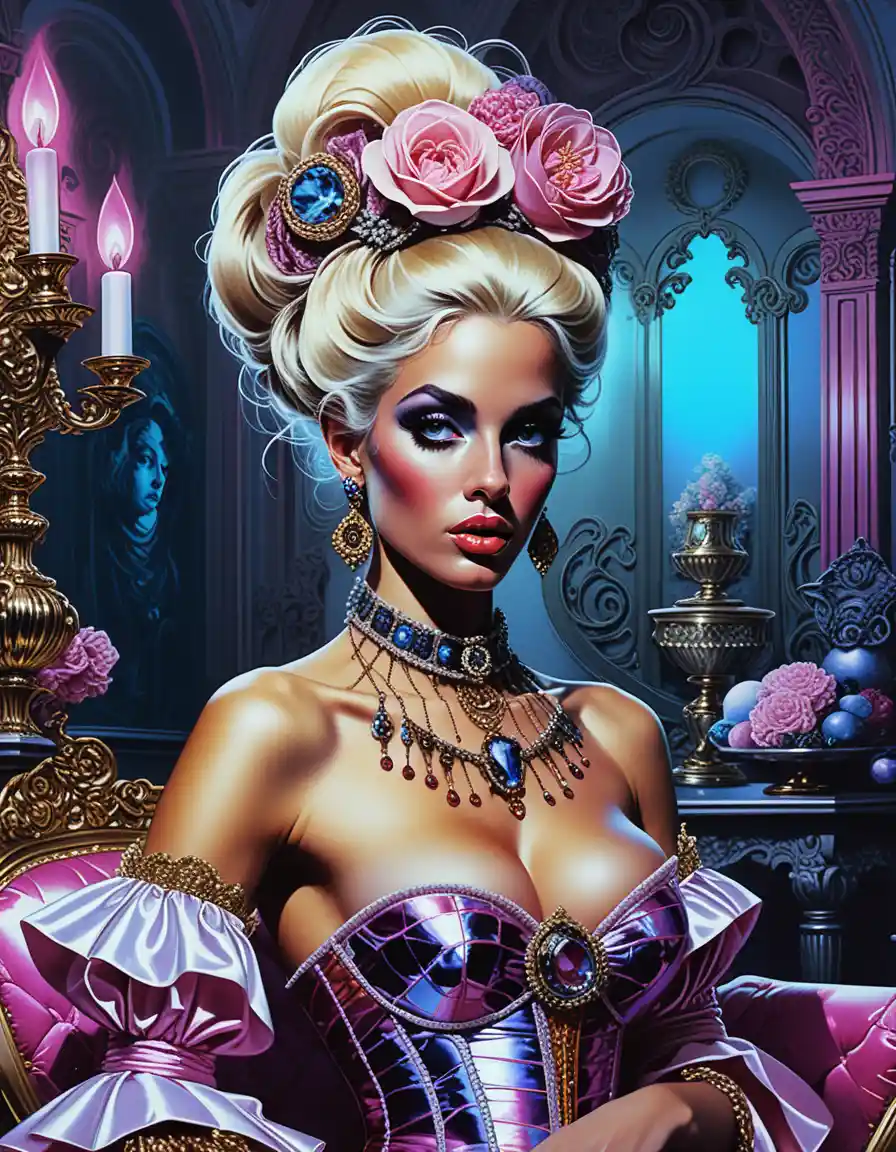Enchantress In Opulent Rococo Victorian Mansion Interior