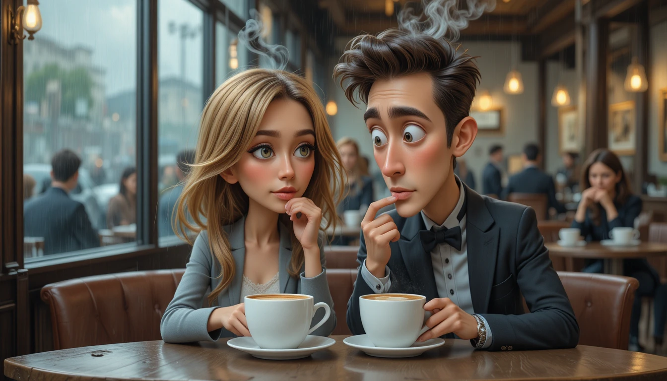 Deux tasses de café sur une table de café près d’une fenêtre sous la pluie