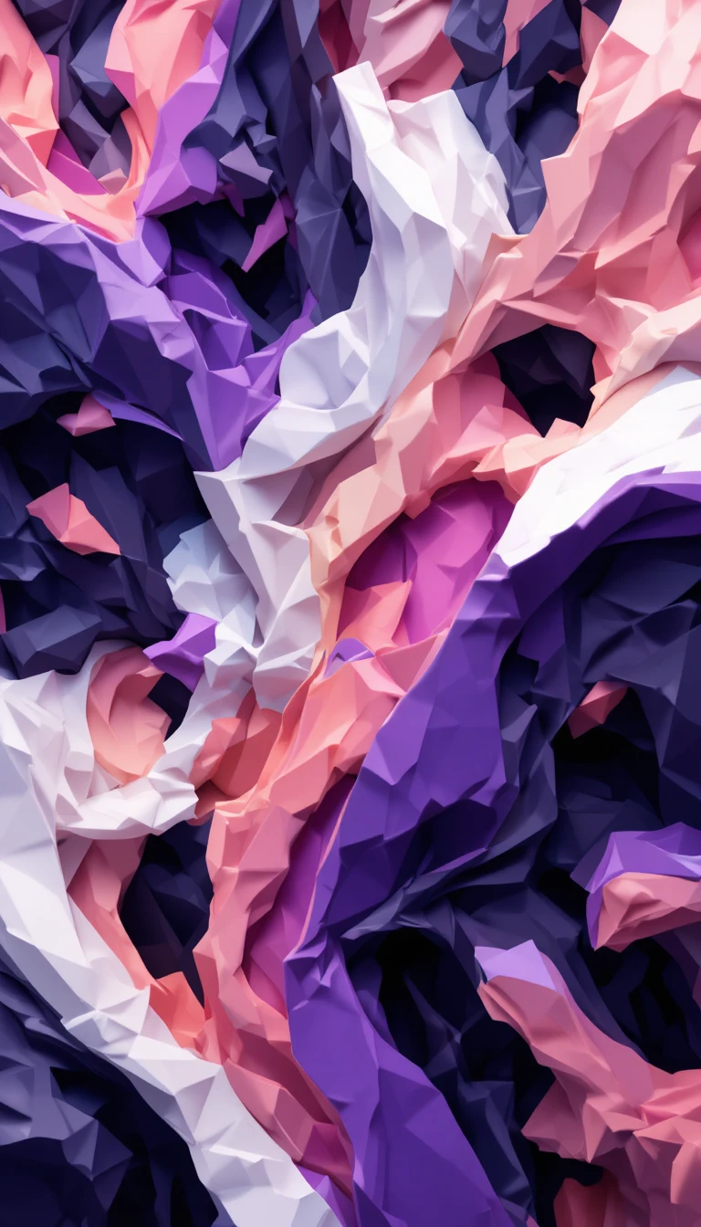 Colorato motivo geometrico 3D in toni viola e pesca