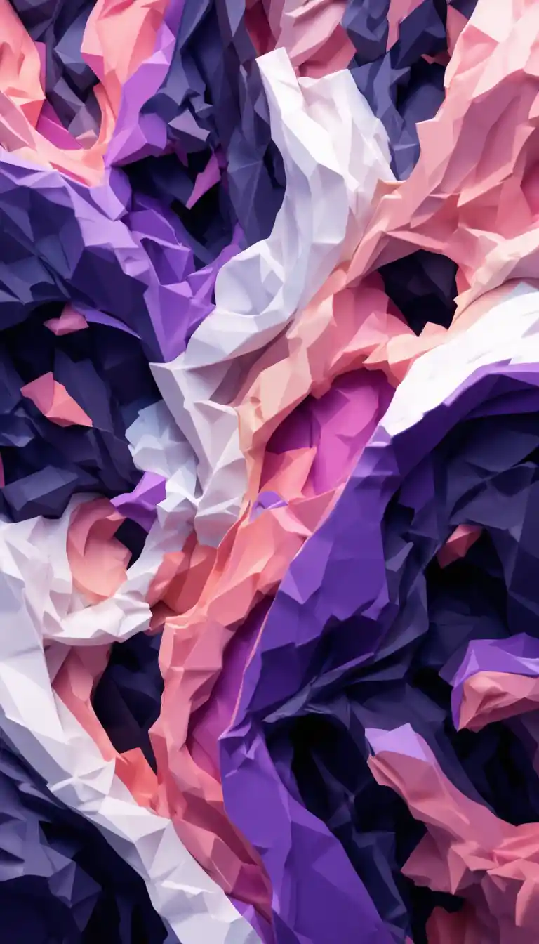 Colorful 3D geometric pattern in purple and peach tones