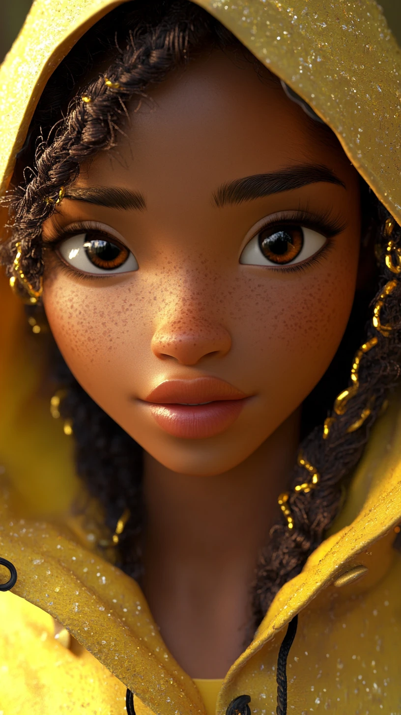 Pixar style close up portrait of a young woman