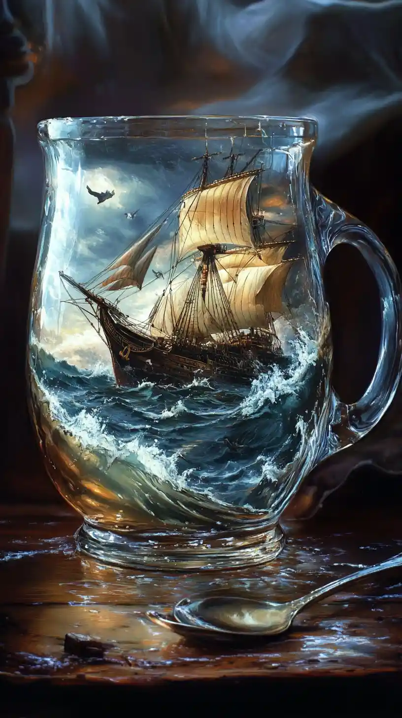 盛裝暴風海景的透明玻璃馬克杯