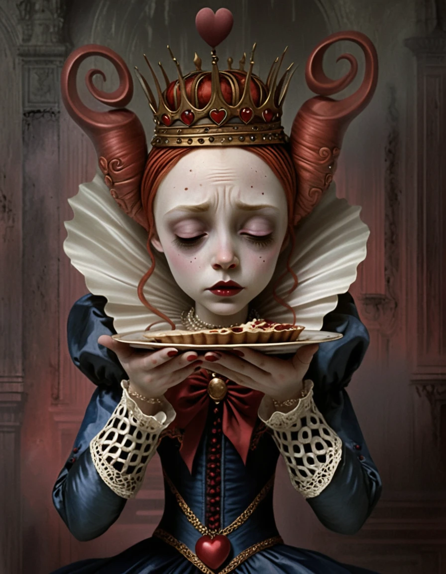 Retrato Melancólico de la Reina de Corazones en Estilo Fantasía Gótica