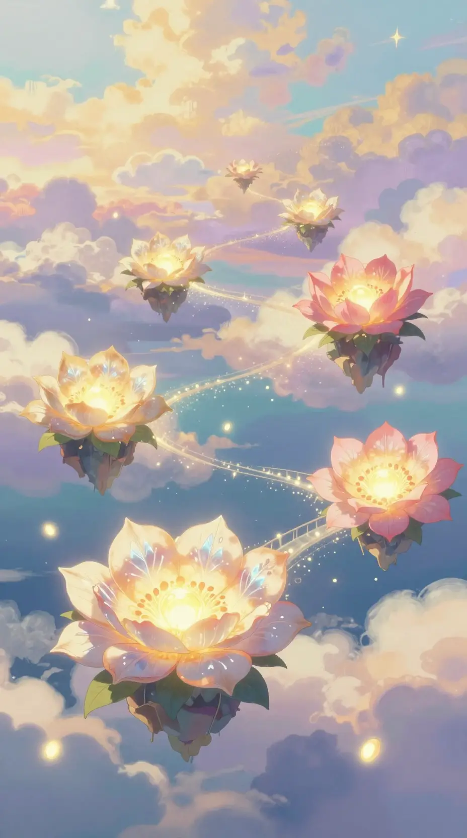 閃耀奇幻天空中的漂浮花之島