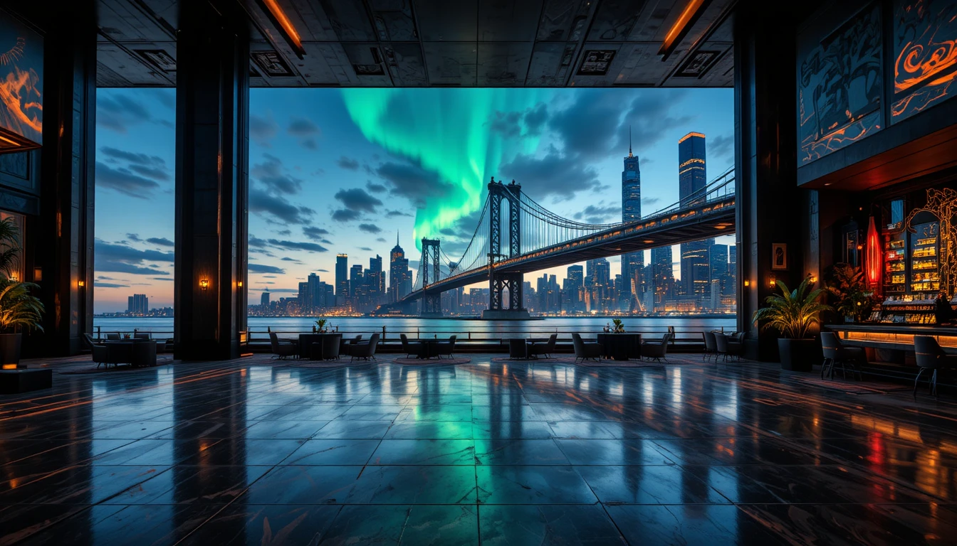 Torre de ponte sobre o oceano ao anoitecer com reflexos de longa exposição