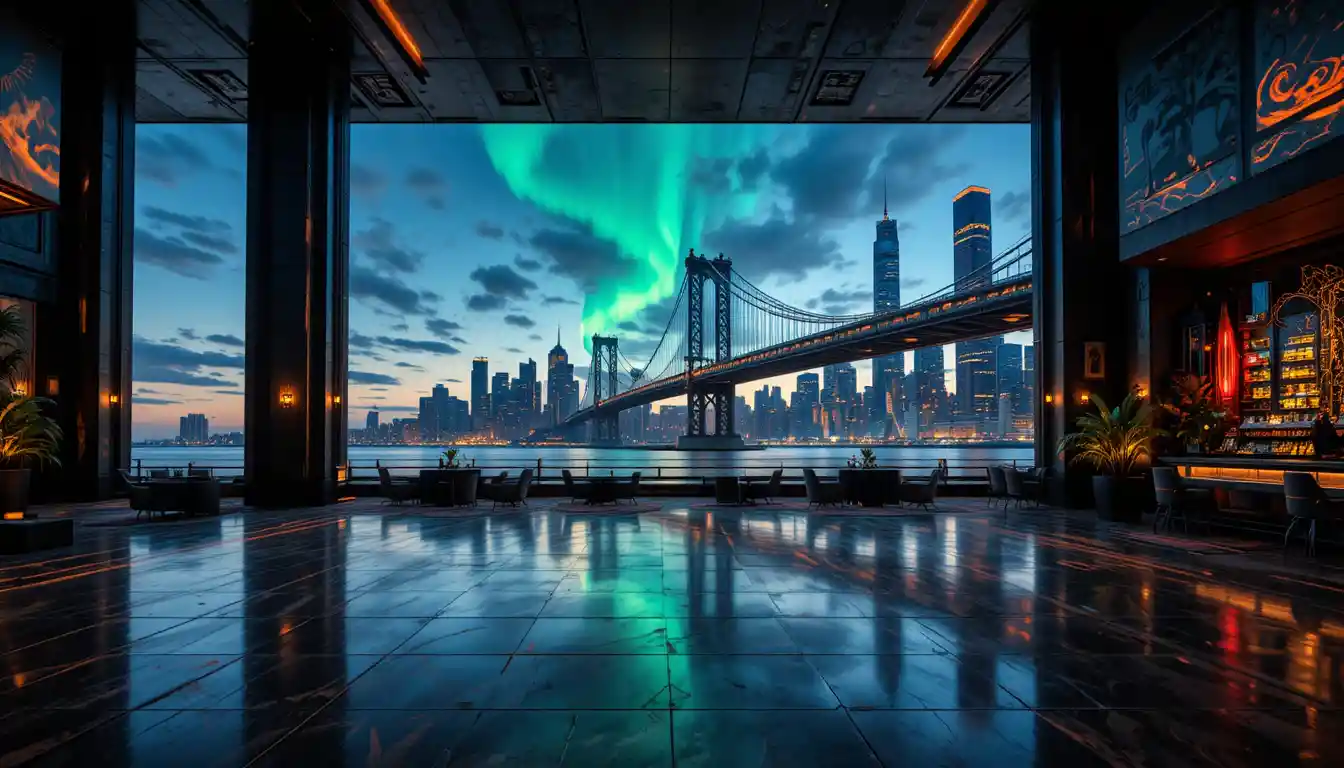Torre de ponte sobre o oceano ao anoitecer com reflexos de longa exposição