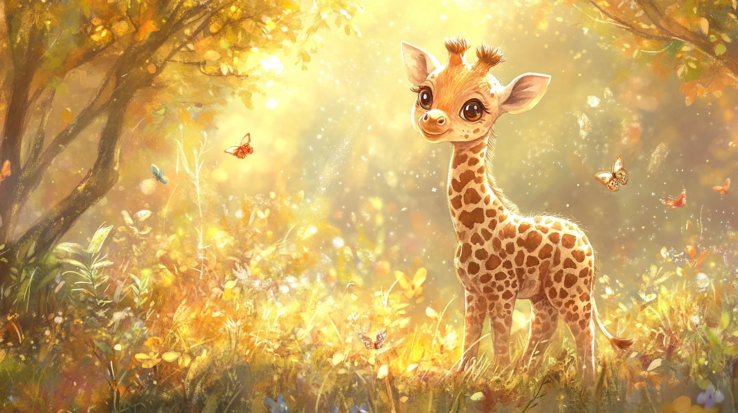 Niedliches Baby-Giraffen-Aquarell in Savannen-Kinderzimmer-Illustration