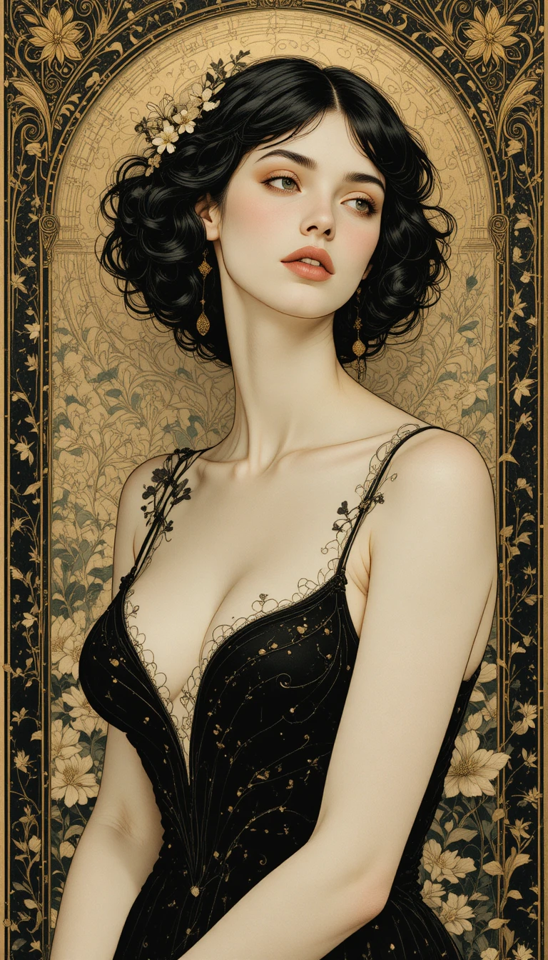 Serene elegant woman in a dreamy impressionist art style