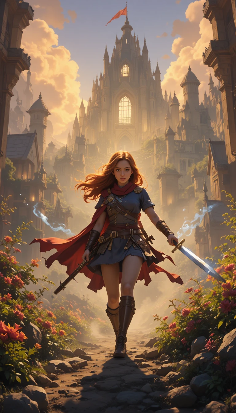 Adventurer And Fairy Journeying Through A Wild Fantasy Land