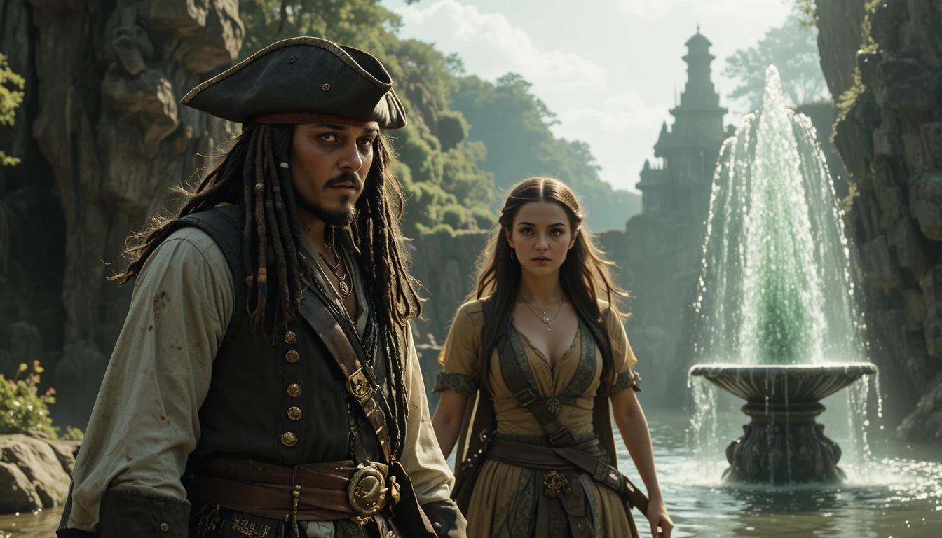 Capitães piratas navegando juntos em uma perigosa missão pelo mar