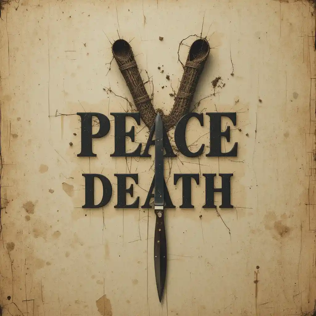 Grafisches Filmplakat mit fettem gotischem „Peace Death“-Titel